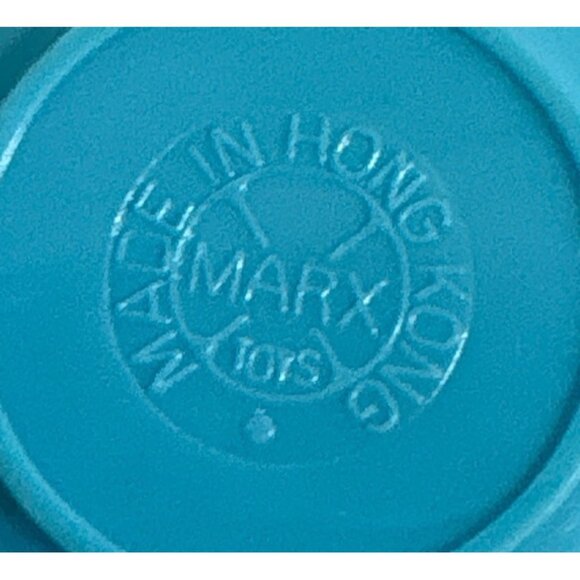 Vtg Miniature Marx Little Hostess Blue Plastic Teacups Plates Dollhouse Dish Set - Picture 13 of 13